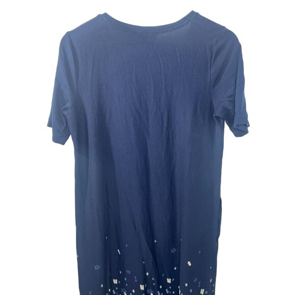 J Jill Pure Jill Blue Maxi Dress Small Floral Border T-Shirt Lounge Knit - Picture 2 of 9